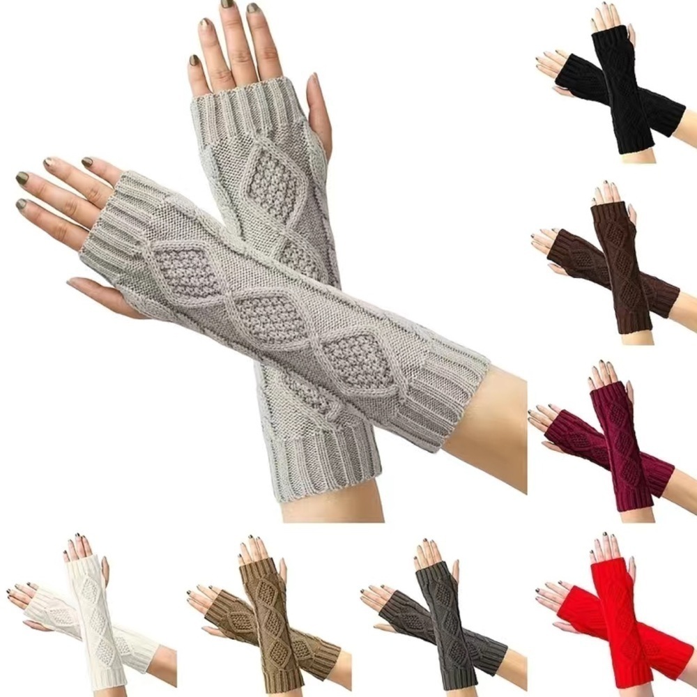 Elegant Gray Knit Arm Warmers